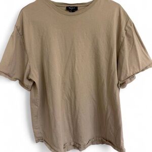 Forever 21 Neutral Tan Oversized Crew Tee